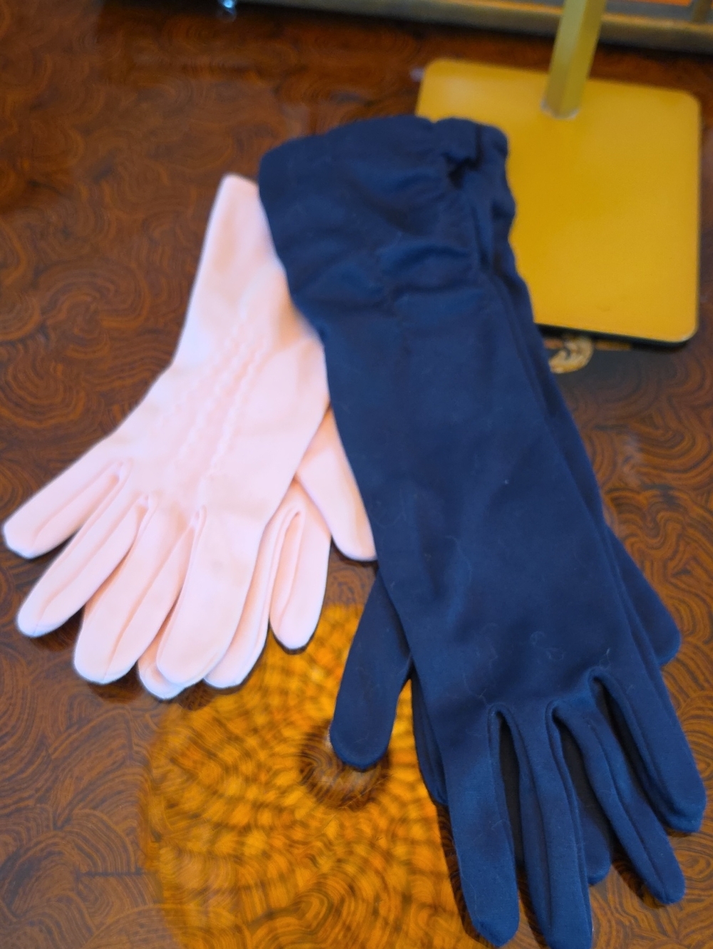 Classic Women's Long Dress Gloves - Navy and Light Pink